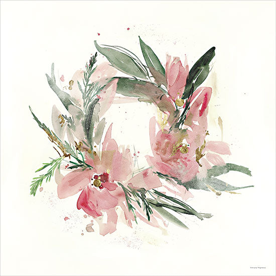 Svetlana Aleinikova SA565 - SA565 - Blush Winter Wreath - 12x12 pink floral wreath watercolor botanical flowers greenery feminine art from Penny Lane