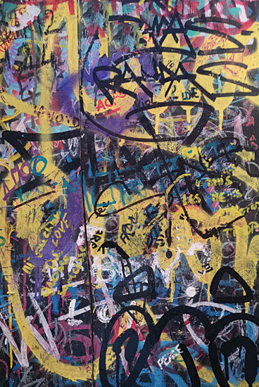 Susan Ball SB1324 - SB1324 - Graffiti Wall 1    - 12x18 graffiti wall, chaotic colors, urban expression, street art, colorful abstract graffiti, layered spray paint from Penny Lane