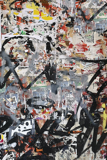 Susan Ball SB1325 - SB1325 - Graffiti Wall 2     - 12x18 abstract graffiti, mixed media street wall, urban textures, layered paint, torn posters, chaotic urban art from Penny Lane
