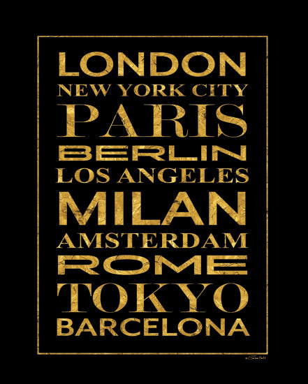 Susan Ball SB1411 - SB1411 - Fashion Cities - 12x16 Fashion, Fashion Cities, London, New York City, Paris, Berlin, Los Angeles, Milan, Amsterdam, Rome, Tokyo, Barcelona, Typography, Signs, Textual Art, Black, Gold from Penny Lane