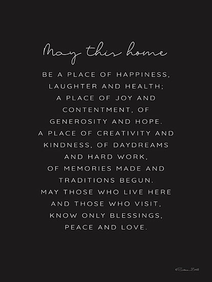 Susan Ball SB1459 - SB1459 - May This Home - 12x16 may this home quote inspirational typography black background from Penny Lane