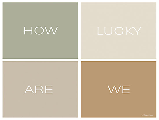 Susan Ball SB1544 - SB1544 - How Lucky Are We - 16x12 minimalist design, typography, pastel colors, motivational quote, how lucky are we, color blocks, simple design, word art, modern decor, inspirational poster from Penny Lane