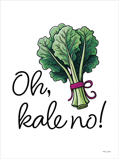 Susan Ball SB1560 - SB1560 - Oh, Kale No! - 12x16 funny typography, kale illustration, vegetable art, green leaves, kitchen humor, food pun, oh kale no, playful art print, kitchen decor, word art from Penny Lane