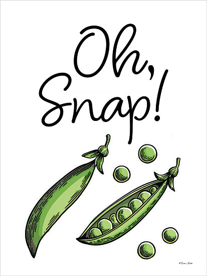 Susan Ball SB1561 - SB1561 - Oh, Snap! - 12x16 funny typography, peas illustration, green vegetables, oh snap, humor print, kitchen decor, food pun, vegetable art, playful design, word art from Penny Lane