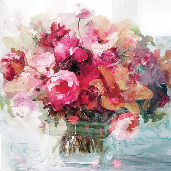 Stellar Design Studio SDS1539 - SDS1539 - Hues of Bloom 2 - 12x12 romantic floral painting, watercolor bouquet, vivid magenta and red flowers, expressive brushwork, artistic still life, lush blooms from Penny Lane