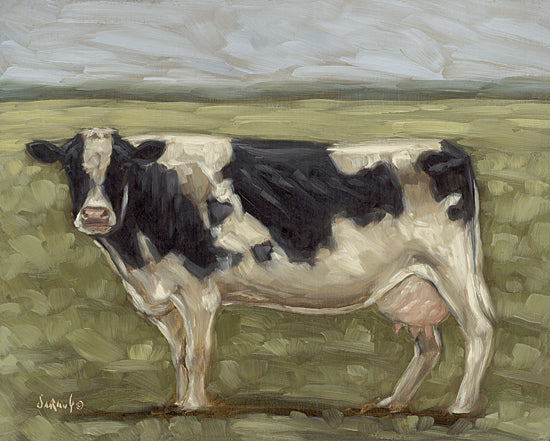 Sara G. Designs SGD225 - SGD225 - Queen of the Farm - 16x12 Cow, Black & White Cow, Farm Animal, Sideview, Landscape, Pasture, Brushstrokes from Penny Lane