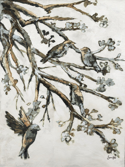 Sara G. Designs SGD270 - SGD270 - Feathered Family - 12x16 Birds, Tree, Flowering Tree, Blue from Penny Lane