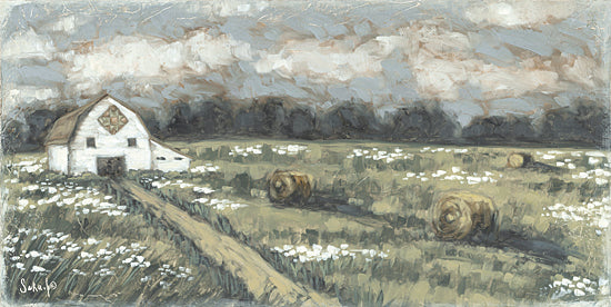 Sara G. Designs SGD285 - SGD285 - The Little Farm - 18x9 barn in field, hay bales, wildflowers, country landscape, farm scene, rural charm from Penny Lane