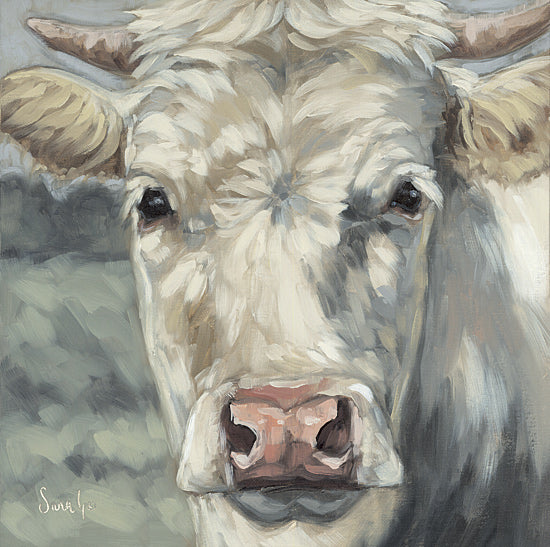 Sara G. Designs SGD341 - SGD341 - Demure Beauty - 12x12 cow portrait close up, farm animal painting, rustic livestock art from Penny Lane