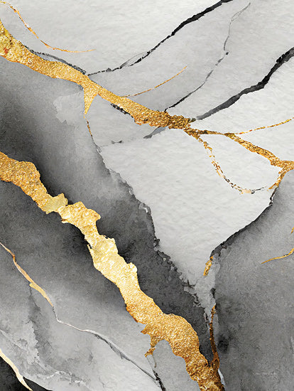 Seven Trees Design ST1105 - ST1105 - Spectrum of Dreams - 12x16 abstract marble gold veins, kintsugi style texture, gray stone gold foil look, luxury abstract art from Penny Lane