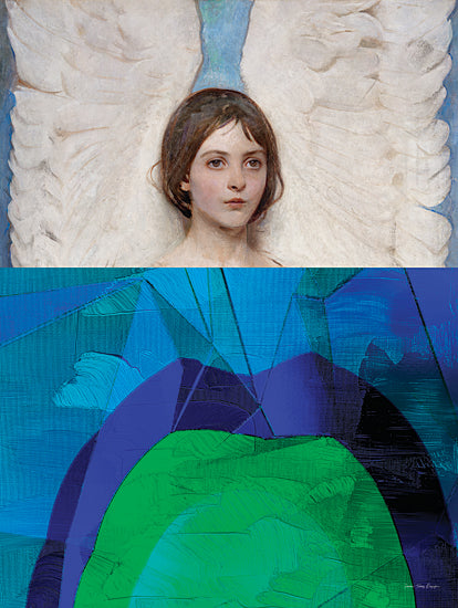 Seven Trees Design ST1239 - ST1239 - Brushed by Time - 12x16 angel portrait, abstract lower half, blue green geometric from Penny Lane