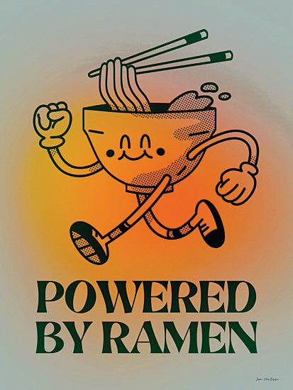 Seven Trees Design ST1253 - ST1253 - Powered by Ramen - 12x16 cartoon ramen bowl, humor art, food illustration, cute character, kawaii, typography poster, powered by ramen, comic art, pop culture, playful design from Penny Lane