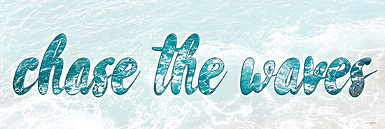 Catch A Star Fine Art STAR206 - STAR206 - Chase the Waves - 36x12 ocean, surf, sea, adventure, script font, water texture fill, positive phrase, typography, turquoise, beach inspiration from Penny Lane