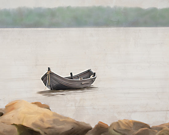 Catch A Star Fine Art STAR358 - STAR358 - Drifting in Stillness - 16x12 boat on lake, peaceful water, nature painting, solitude, calm atmosphere, neutral tones, landscape art, painterly style, tranquil scene, lakeside view from Penny Lane