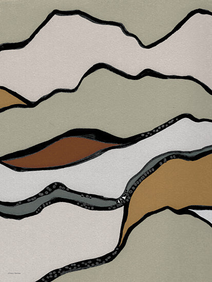 Yass Naffas Designs YND524 - YND524 - Flowing - 12x16 abstract landscape, stylized hills, earthy tones, green brown white palette, graphic terrain, layered earth, natural abstraction, modern landscape, nature inspired art from Penny Lane