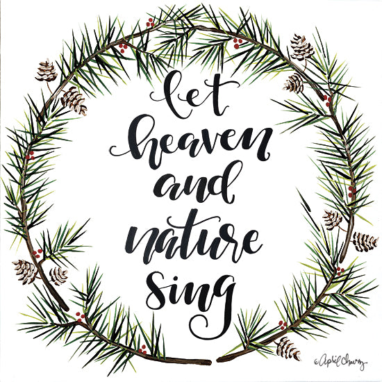 April Chavez AC161 - AC161 - Let Heaven and Nature Sing    - 12x12 Let Heaven and Nature Sing, Wreath, Music, Christmas, Holidays, Rustic from Penny Lane