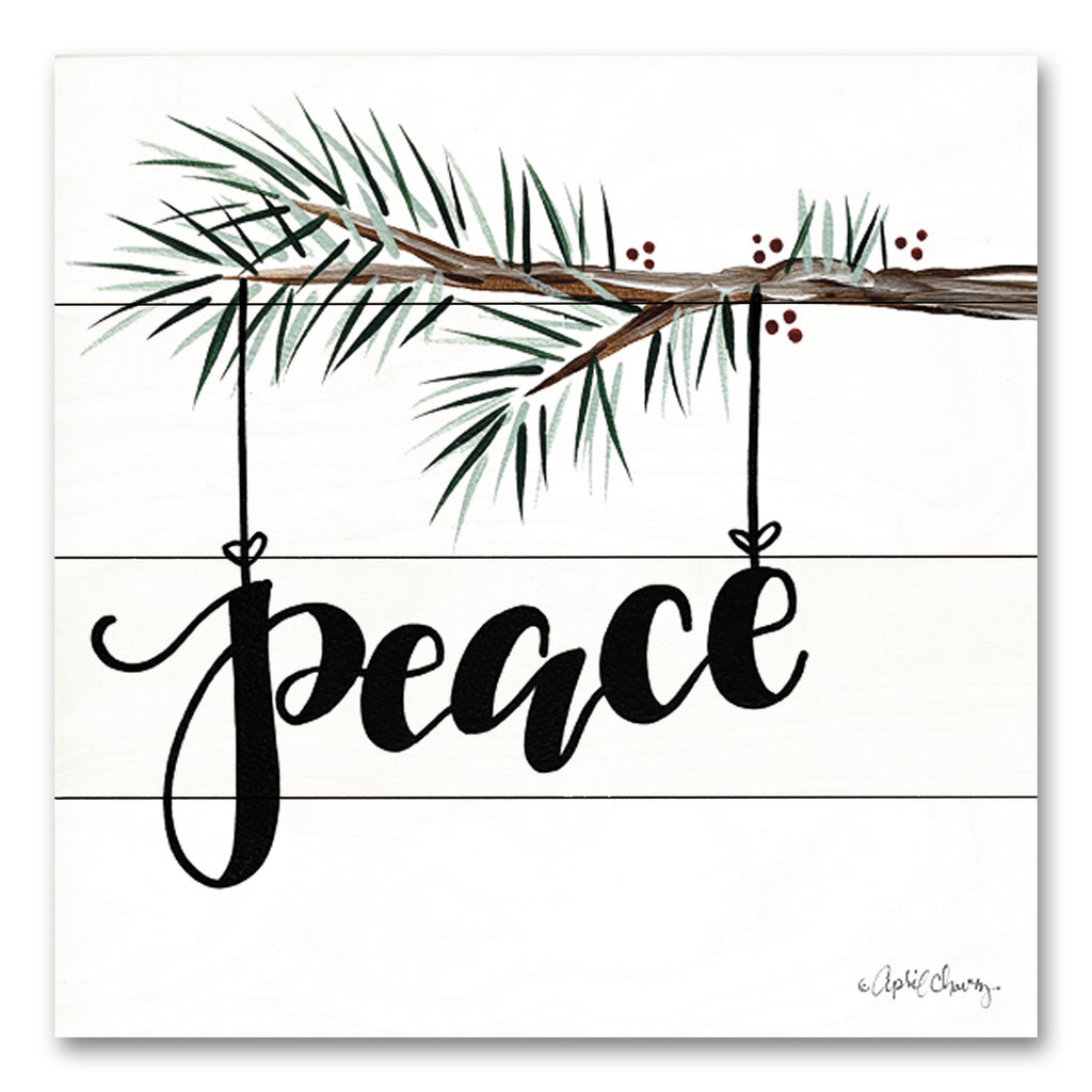 April Chavez AC165PAL - AC165PAL - Peace - 12x12 Christmas, Holidays, Peace, Typography, Signs, Pine Sprig, Winter, Traditional from Penny Lane