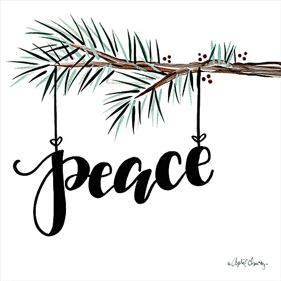 April Chavez AC165 - AC165 - Peace - 12x12 Christmas, Holidays, Peace, Typography, Signs, Pine Sprig, Winter, Traditional from Penny Lane