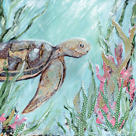 Amanda Hilburn AH123 - AH123 - A Sea Turtle in Sunlight - 12x12 Coastal, Sea Turtle, Aquatic Animal, Seed Weed, Ocean, Tropical, Sunlight from Penny Lane