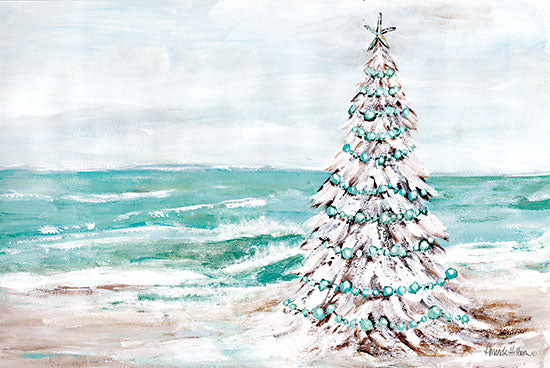 Amanda Hilburn AH135 - AH135 - Coastal Christmas - 18x12 Coastal, Christmas, Christmas Tree, Beach, Ocean, Waves, Landscape, Winter, Aqua Ornaments from Penny Lane