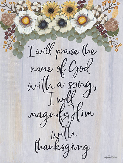 Ashley Justice AJ103 - AJ103 - I Will Praise the Name of God - 12x16 I Will Praise the Name of God, Religious, Flowers, Fall Flowers, Typography, Signs from Penny Lane