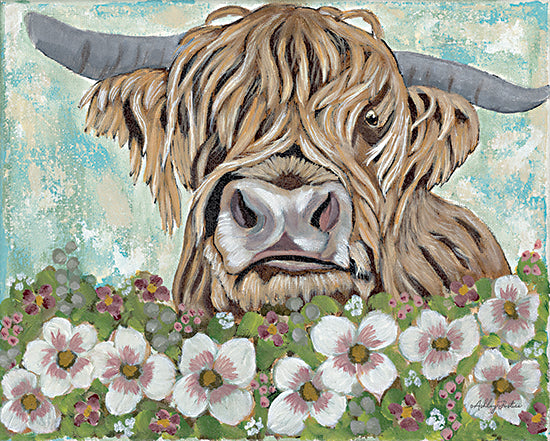 Ashley Justice AJ109 - AJ109 - Floral Highland Cow - 16x12 Cow, Highland Cow, Flowers from Penny Lane