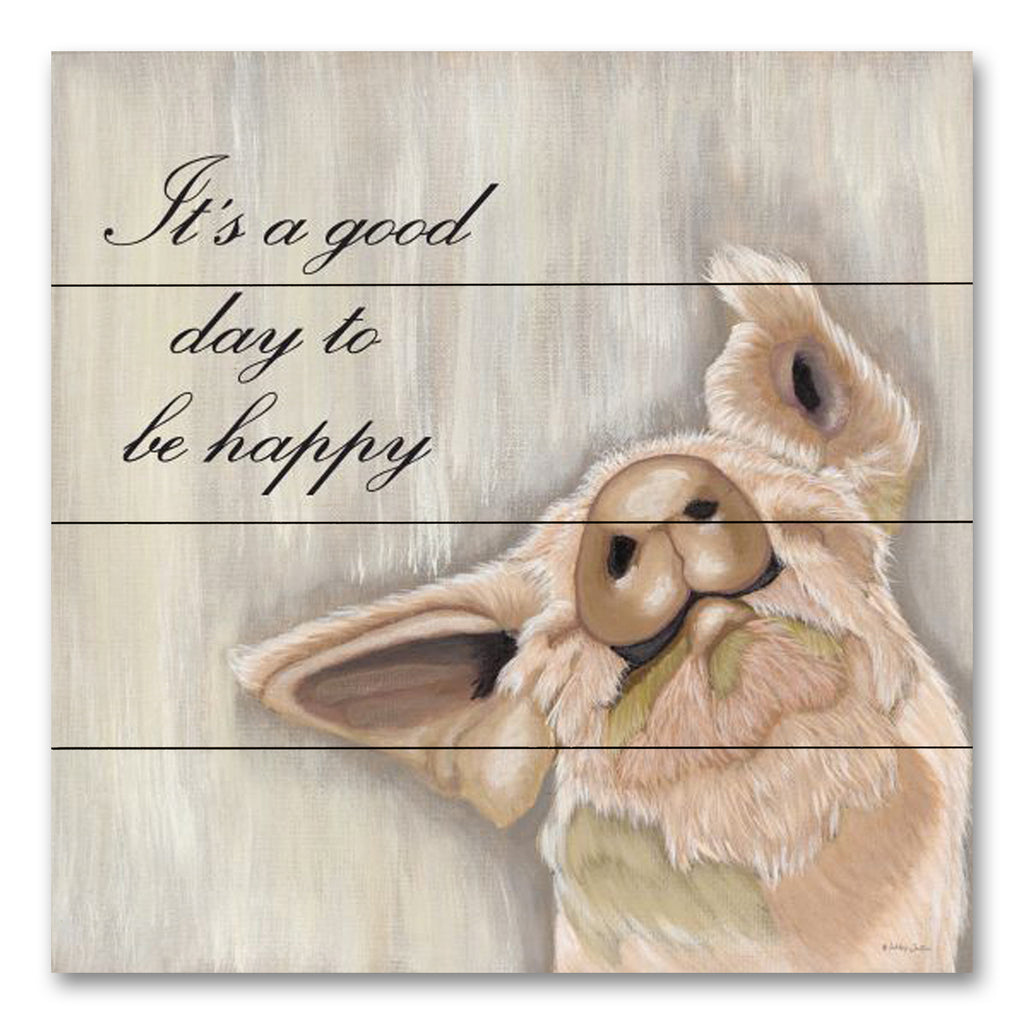 Ashley Justice AJ123PAL - AJ123PAL - It's Good Day to Be Happy - 12x12 It's a Good Day to Be Happy, Pig, Whimsical, Typography, Signs from Penny Lane