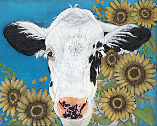 Ashley Justice AJ150 - AJ150 - Henry - 16x12 Cow, Black & White Cow, Flowers, Sunflowers, Fall from Penny Lane