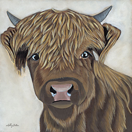 Ashley Justice AJ161 - AJ161 - Fiona - 12x12 Cow, Highland Cow, Portrait, Brown Cow, Farm Animal from Penny Lane
