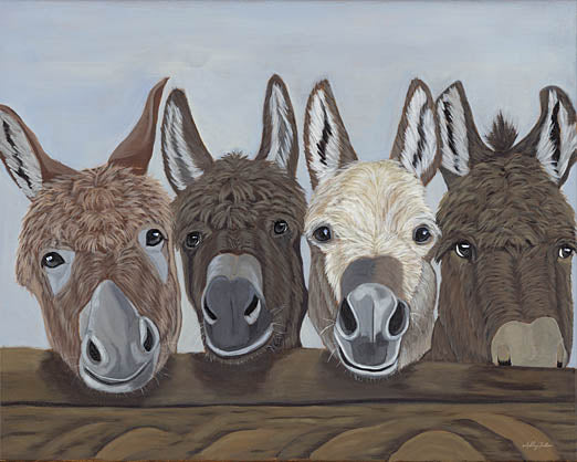 Ashley Justice AJ163 - AJ163 - Barnyard Buddies - 16x12 Donkeys, Four Donkeys, Farm Animals, Portrait from Penny Lane