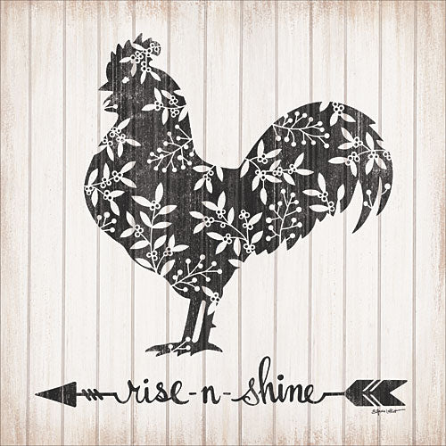 Annie LaPoint ALP1636 - Rise N Shine Rooster - Arrow, Rooster, Flowers, Sepia, Wood Planks from Penny Lane Publishing