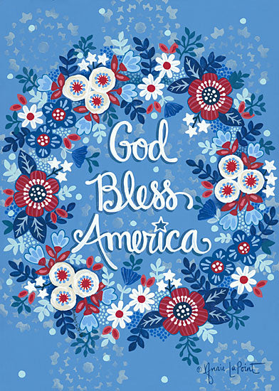 Annie LaPoint ALP1979 - ALP1979 - God Bless America Wreath - 12x16 God Bless America, Wreath, Red, White and Blue, Patriotic, Flowers from Penny Lane