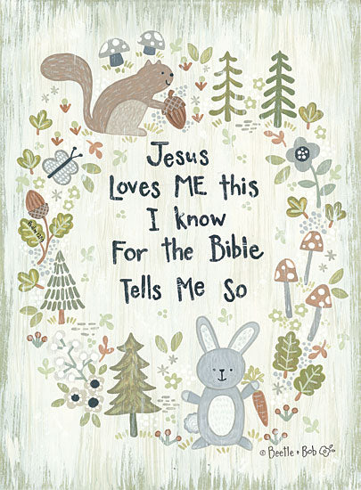 Annie LaPoint ALP1982 - ALP1982 - Jesus Loves Me - Woodland - 12x16 Jesus Loves Me, Children, Babies, Woodland Animals, Forest, Religious from Penny Lane