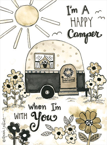 Annie LaPoint ALP2006 - ALP2006 - I'm A Happy Camper When I'm With You - 12x16 Happy Camper, Camping, Family, Love, Sepia, Flowers, Signs from Penny Lane