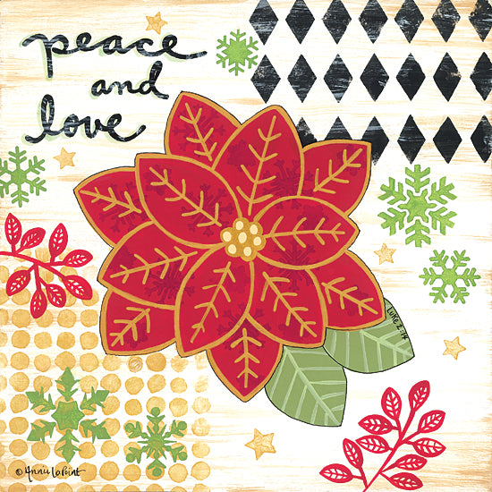 Annie LaPoint ALP2046 - ALP2046 - Happy Noel Poinsettia - 12x12 Holidays, Christmas, Poinsettia, Flowers, Peace and Love, Patterns from Penny Lane
