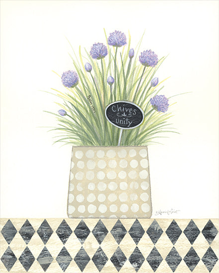 Annie LaPoint ALP2058 - ALP2058 - Chives Unity - 12x16 Chives, Herbs, Pot, Unity, Harlequin Pattern, Potted Herbs, Signs from Penny Lane