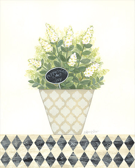 Annie LaPoint ALP2060 - ALP2060 - Peppermint Joy - 12x16 Peppermint, Herbs, Pot, Joy, Harlequin Pattern, Potted Herbs, Signs from Penny Lane