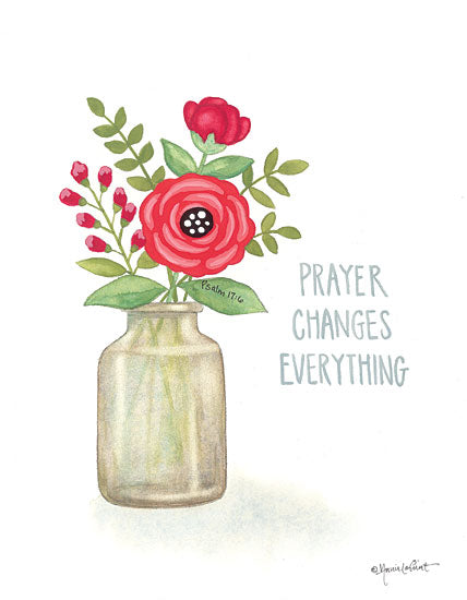 Annie LaPoint ALP2079 - ALP2079 - Red Blossoms - It is Well - 12x16 Prayer Changes Everything, Bible Verse, Religious, Red Flowers, Flowers, Vase, Bouquet from Penny Lane