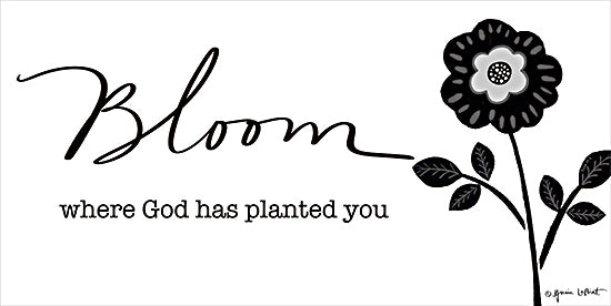 Annie LaPoint ALP2173 - ALP2173 - Bloom - 18x9 Inspirational, Bloom, Bloom Where God Has Planted You, Typography, Signs, Flower, Black & White from Penny Lane
