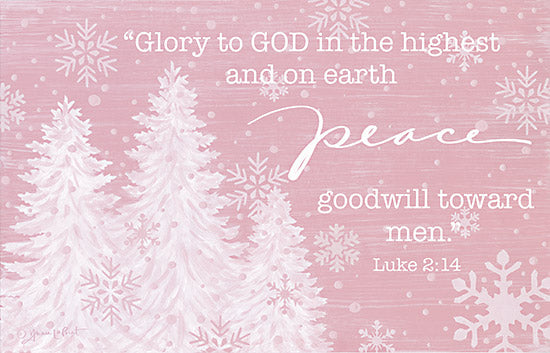Annie LaPoint ALP2192 - ALP2192 - Glory to God - 18x9 Religious, Glory to God in the Highest, Bible Verse, Luke, Typography, Signs, Winter, Trees, Snowflakes, Pink & White from Penny Lane