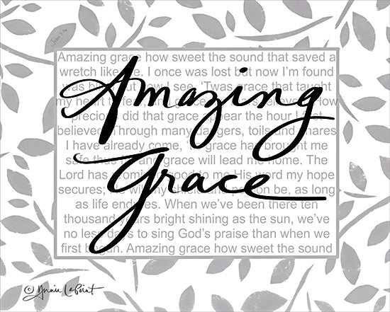 Annie LaPoint ALP2203 - ALP2203 - Amazing Grace     - 16x12 Religious, Amazing Grace, Music, Song, Typography, Signs, Textual Art, Greenery from Penny Lane