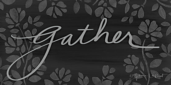 Annie LaPoint ALP2206 - ALP2206 - Gather - 18x9 Inspirational, Gather, Typography, Signs, Textual Art, Leaves, Greenery, Black, Gray from Penny Lane