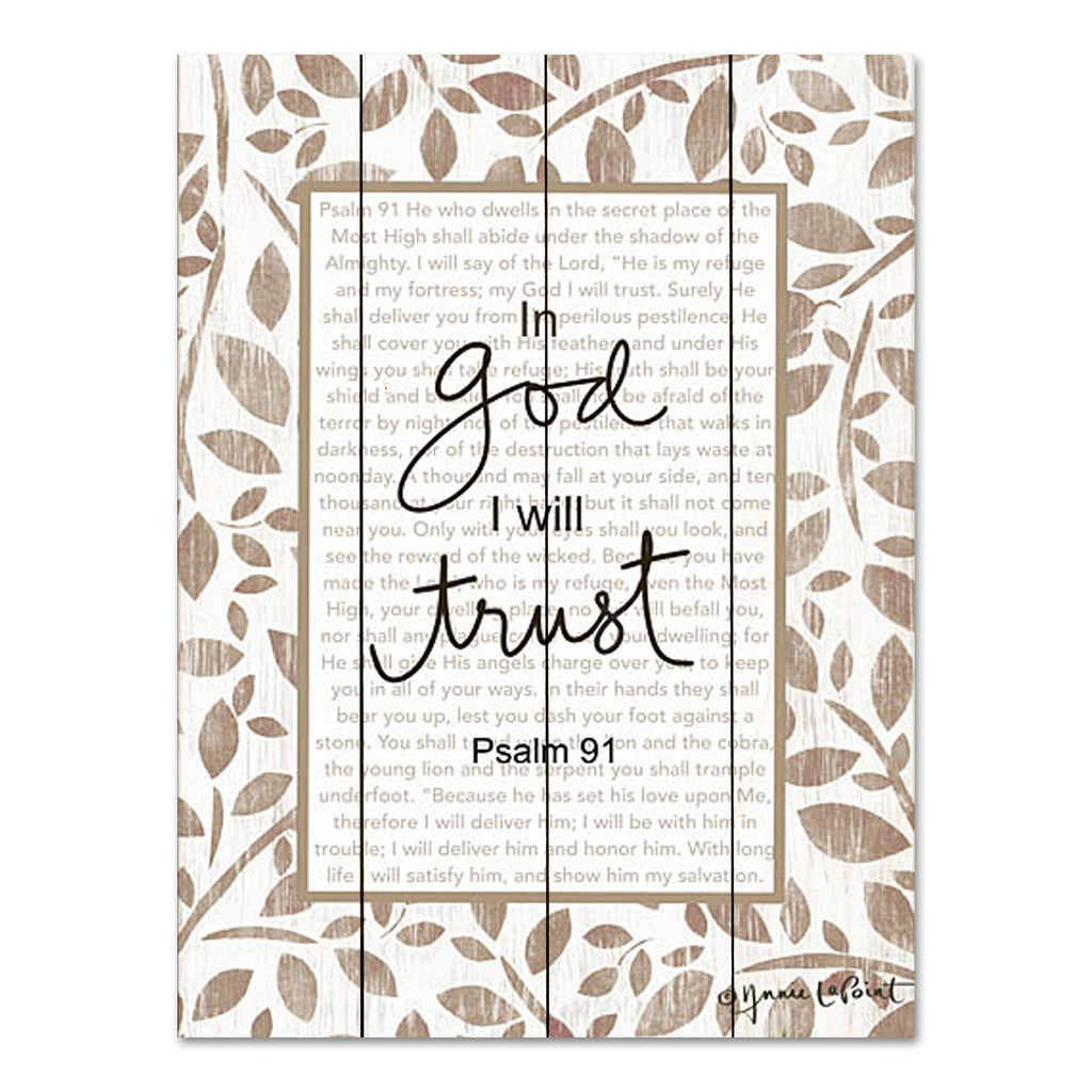 Annie LaPoint ALP2215PAL - ALP2215PAL - In God I Will - 12x16 Religious, In God I Will Trust, Psalms, Bible Verse, Typography, Signs, Textual Art, Greenery from Penny Lane