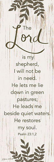 Annie LaPoint ALP2232A - ALP2232A - The Lord is My Shepherd - 12x36 Religious, The Lord is My Shepherd, Bible Verse, Psalms, Typography, Signs, Textual Art, Greenery, Neutral Palette from Penny Lane