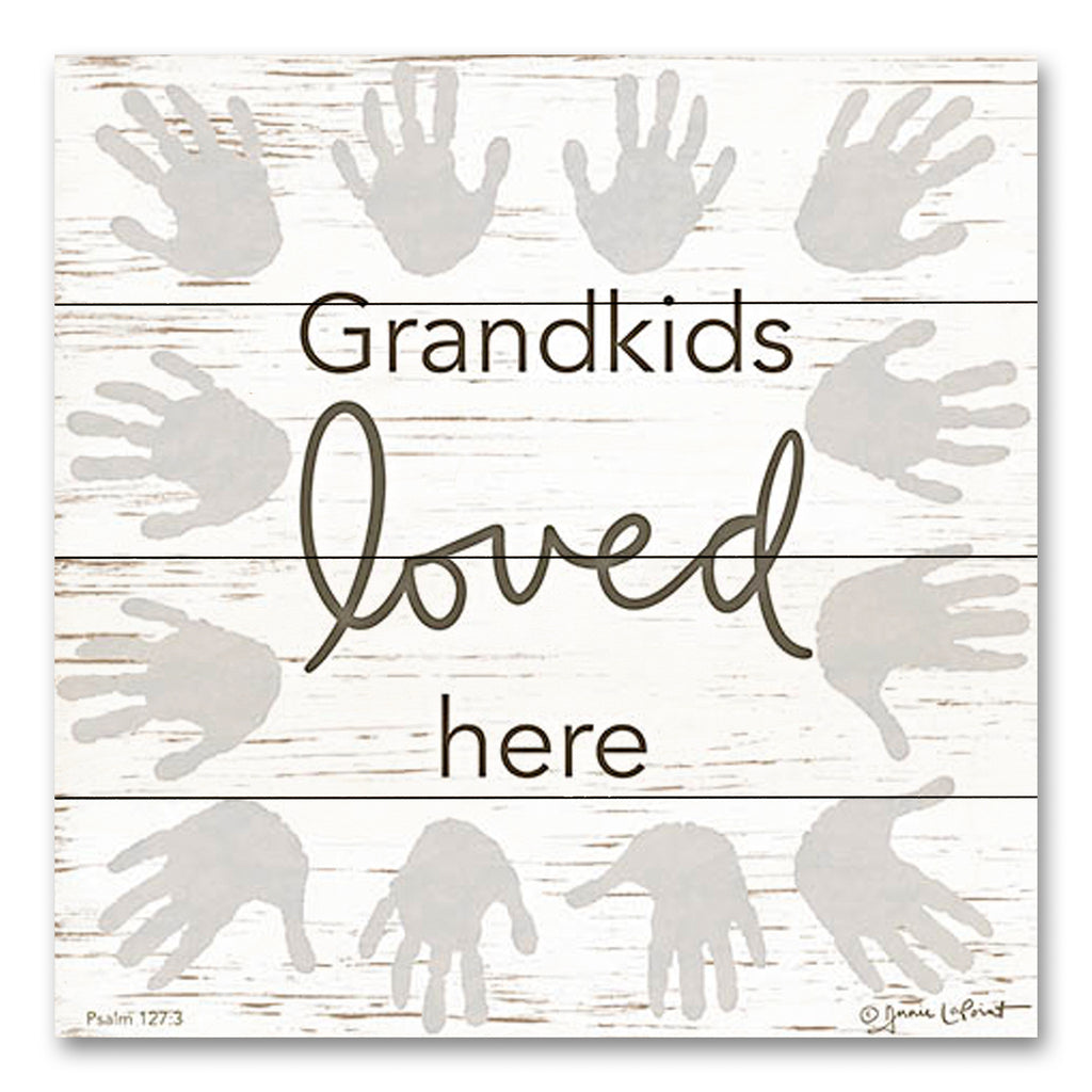 Annie LaPoint ALP2246PAL - ALP2246PAL - Grandkids Loved Here - 12x12 Inspirational, Family, Grandkids, Grandkids Loved Here, Typography, Signs, Textual, Handprints, Children from Penny Lane