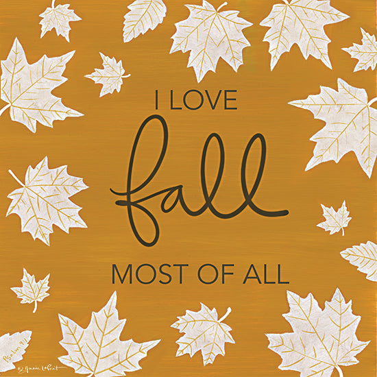 Annie LaPoint ALP2261 - ALP2261 - I Love Fall Most of All - 12x12 Fall, I Love Fall Most of All, Typography, Signs, Textual Art, Leaves, Falling Leaves from Penny Lane
