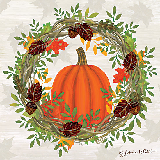 Annie LaPoint ALP2262 - ALP2262 - Pumpkin Wreath - 12x12 Fall, Wreath, Pumpkin, Greenery, Leaves, Acorns, Fall Wreath, Decorative from Penny Lane