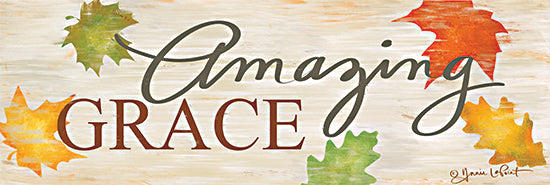 Annie LaPoint ALP2263A - ALP2263A - Fall Amazing Grace - 36x12 Inspirational, Amazing Grace, Typography, Signs, Textual Art, Fall, Leaves, Religious Song, Music from Penny Lane