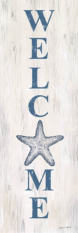Annie LaPoint ALP2335A - ALP2335A - Welcome Starfish - 12x36 Coastal, Welcome, Typography, Signs, Textual Art, Starfish, Aquatic Animals, Blue & White from Penny Lane
