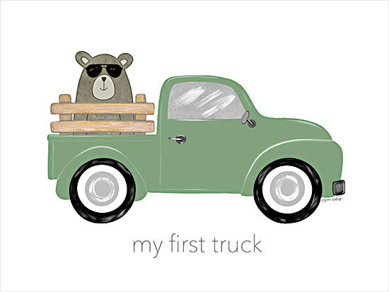 Annie LaPoint ALP2356 - ALP2356 - My First Truck - 16x12 Baby, New Baby, Baby's Room, Truck, Green Truck, Bear, My First Truck, Typography, Signs, Textual Art, Boy's Room, Children from Penny Lane